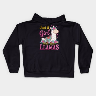 Just A Girl Who Loves Llamas Cute Lama Kids Hoodie